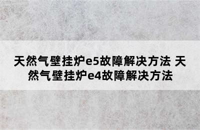 天然气壁挂炉e5故障解决方法 天然气壁挂炉e4故障解决方法